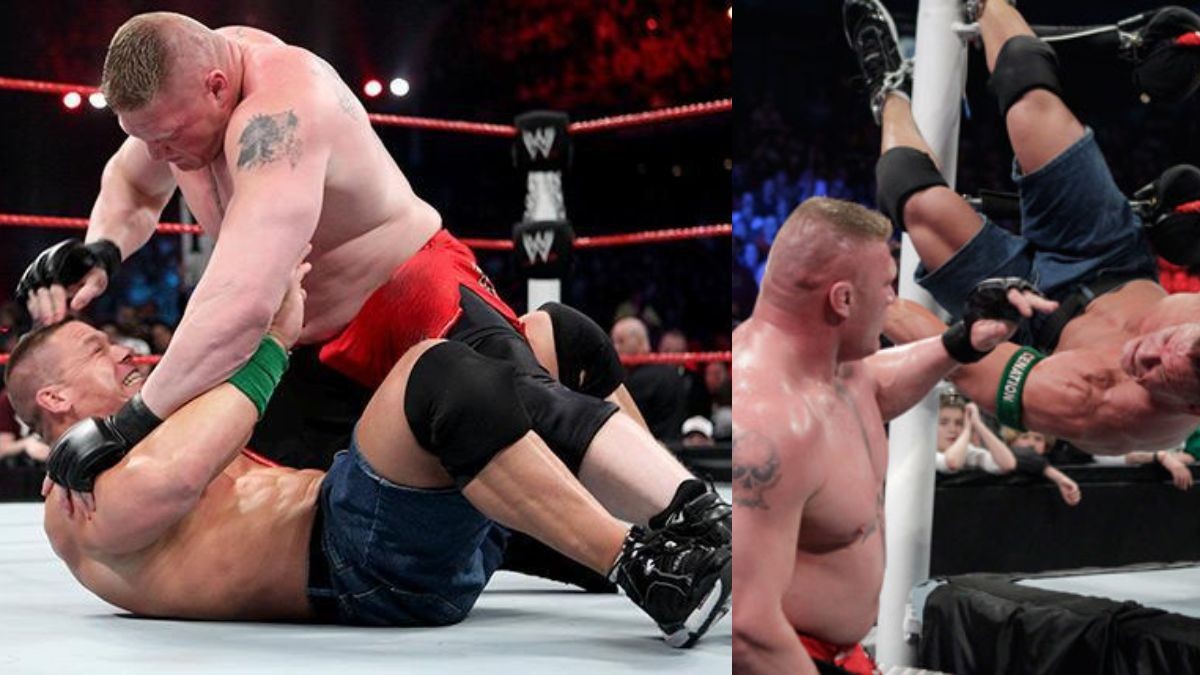 Brock Lesner vs John Cena (Credits Bleacher Report)