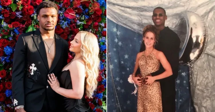 Bronny James and LeBron James with their high school prom dates (Credits - Twitter)