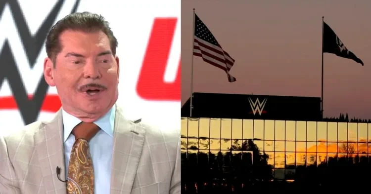 Vince McMahon (left); WWE headquarters (right) (Credits: New York Post and UPROXX)