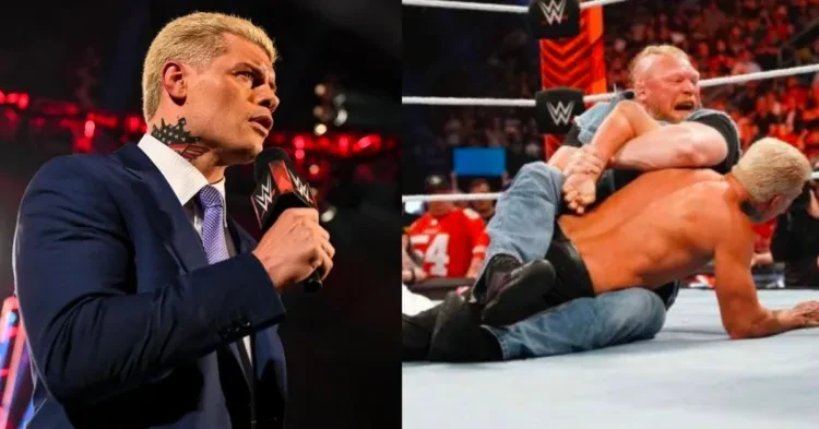 Cody Rhodes was viciously attacked by Brock Lesnar a few weeks ago (Credits: Bleacher Report and Yahoo)