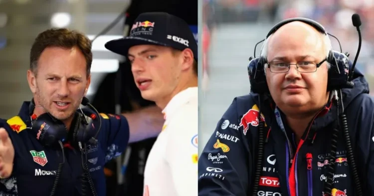 Christian Horner with Max Verstappen (left), Ex chief engineer at Red Bull, Rob Marshall (right) (Credits- PlanetF1, buildraceparty.com)