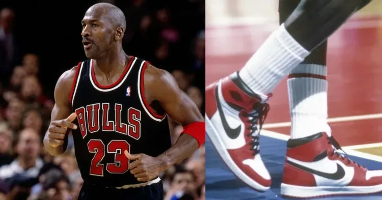 Michael Jordan (Left) & Jordan 1 shoes (right)