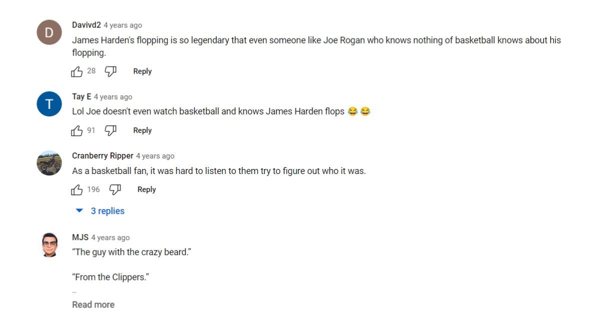 Comments on Rogan's podcast about Harden flopping