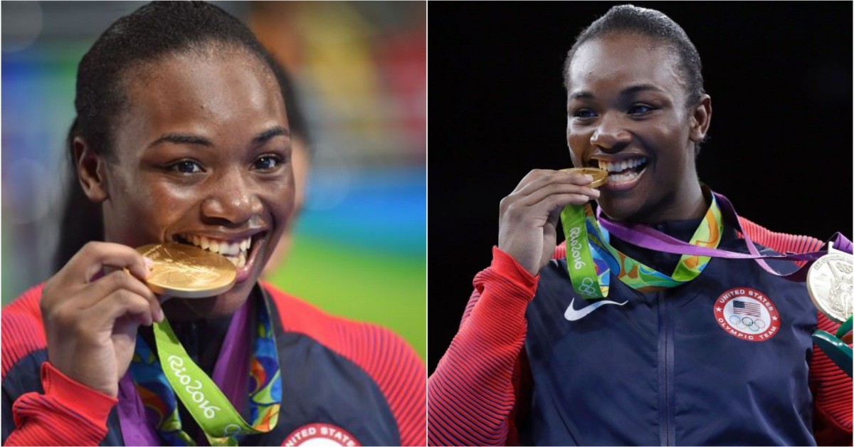 Claressa Shields with her Olympic Gold Medals