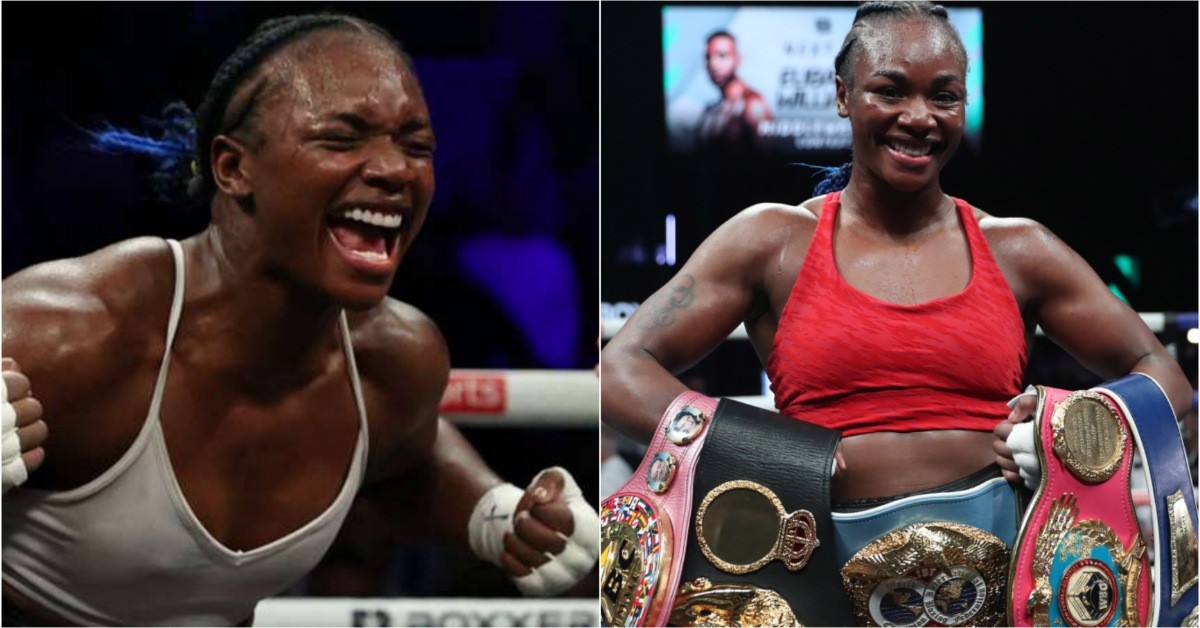 Claressa Shields with her boxing titles 