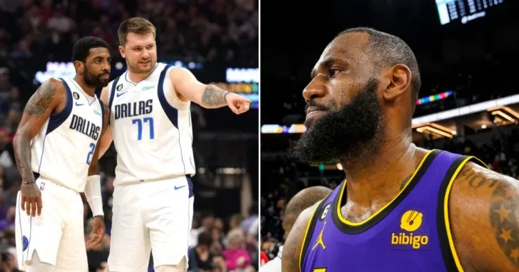 Kyrie Irving, Luka Doncic and LeBron James (Credits - Silver Screen and Roll / BasketNews)