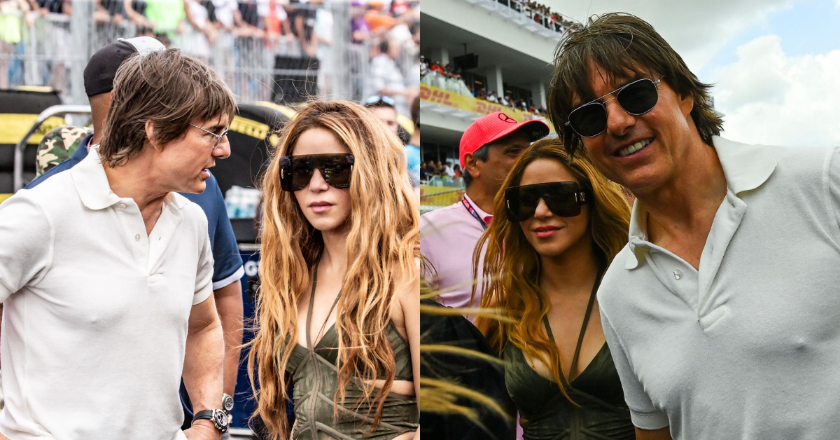 Tom Cruise and Shakira at Miami Grand Prix (credits- Vulture, Elle)