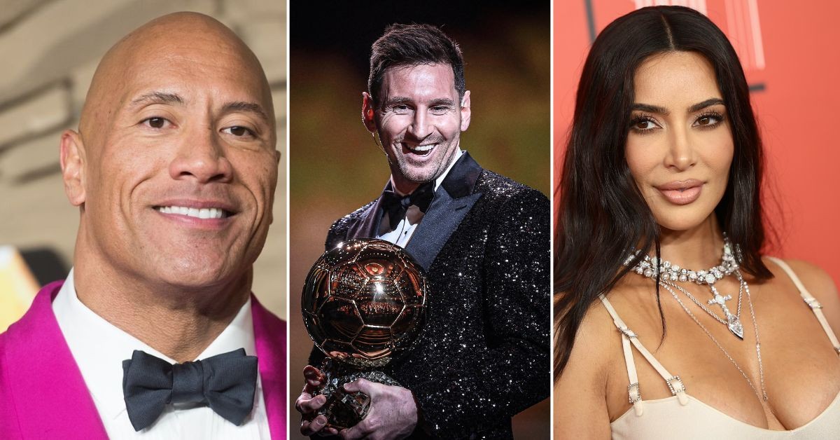 Dwayne Johnson, Lionel Messi, and Kim Kardashian