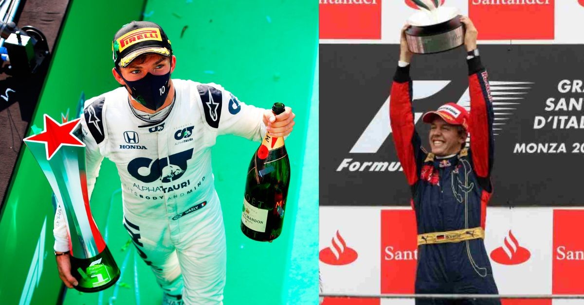 Sebastian Vettel and Pierre Gasly are the only ones to win for Toro Rosso or Alpha Tauri(Credits: FirstSportz, Getty images)