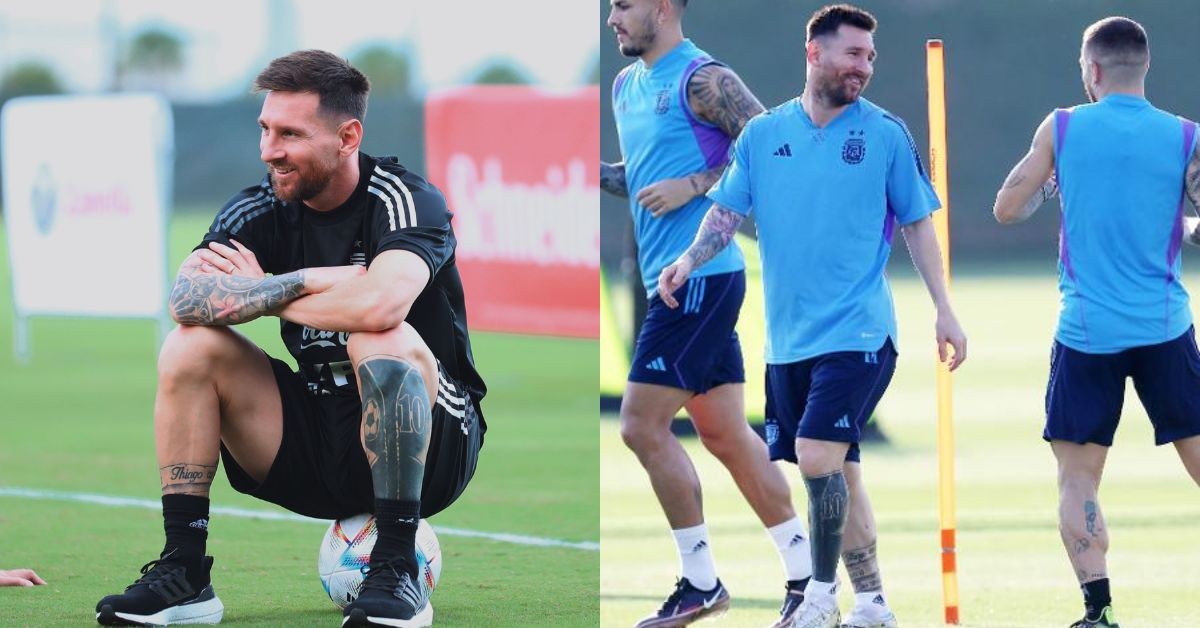 Lionel Messi training with Argentina (credits- Twitter)