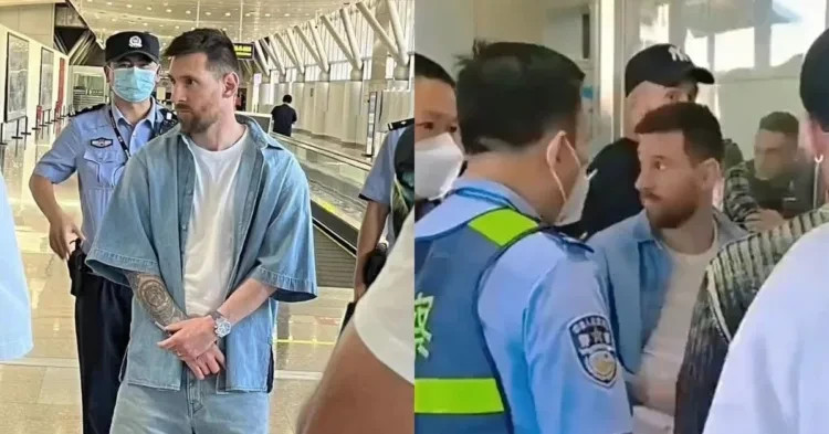 Lionel Messi at Beijing airport (credits- Twitter)