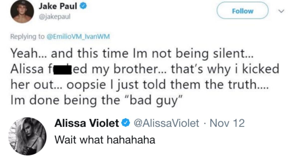 online drama between Jake Paul and Alissa Violet