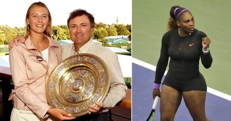 Maria Sharapova and her father (L) and Serena Williams (R) (Credits )