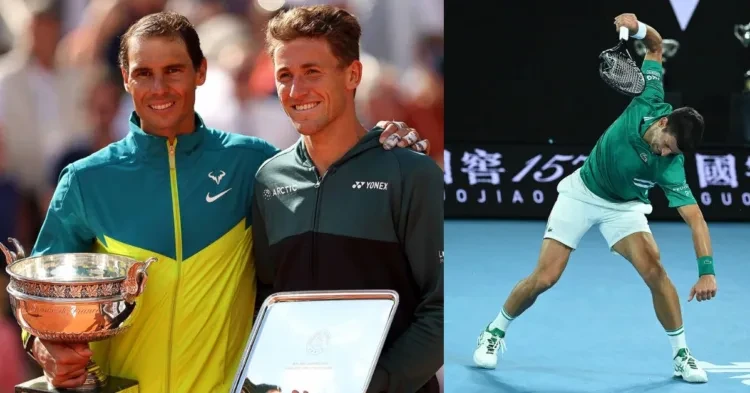 Rafael Nadal and Casper Ruud (L) and Novak Djokovic (R) (Credits ATP and New York Post)