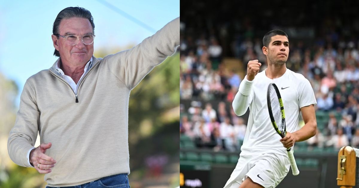 Jimmy Connors (L) and Carlos Alcaraz at Wimbledon (R) (Credits Roland Garros and Twitter)