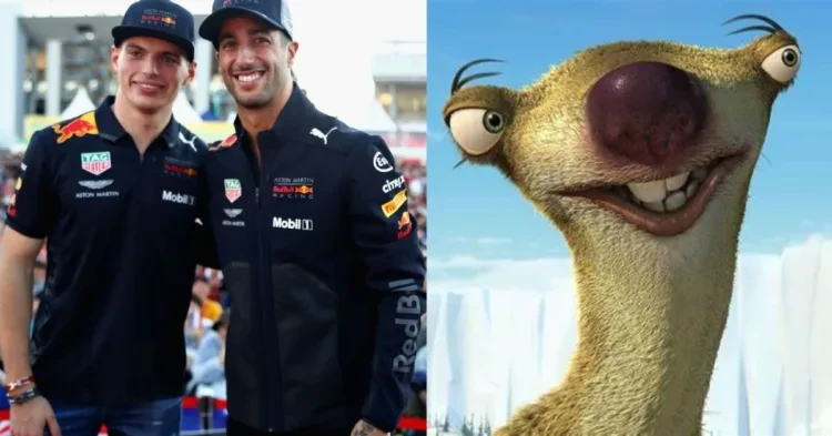 Daniel Ricciardo with Max Verstappen (left), Sid the sloth from Ice Age (right) (Credits- ESPN, Fanpop)