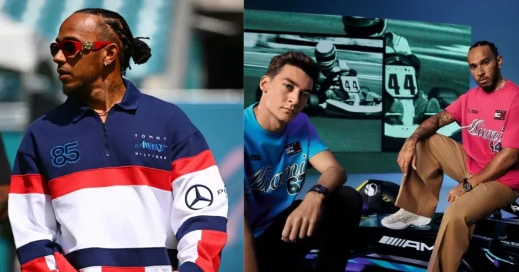 Lewis Hamilton (left), Lewis Hamilton and George Russell (right) (Credits- Twitter)