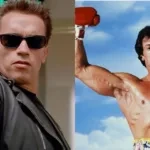 Arnold Schwarzenegger (L), and Sylvester Stallone (R).