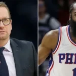 Nick Nurse and James Harden (Credits - Larry Brown Sports)