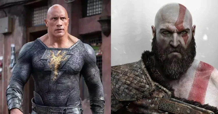 Dwayne Johnson (left) Kratos from God Of War (right)