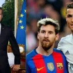 Emmanuel Macron, Lionel Messi and Cristiano Ronaldo.Emmanuel Macron, Lionel Messi and Cristiano Ronaldo.