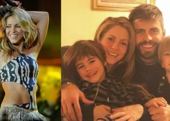 Shakira, Gerard Pique and their children.