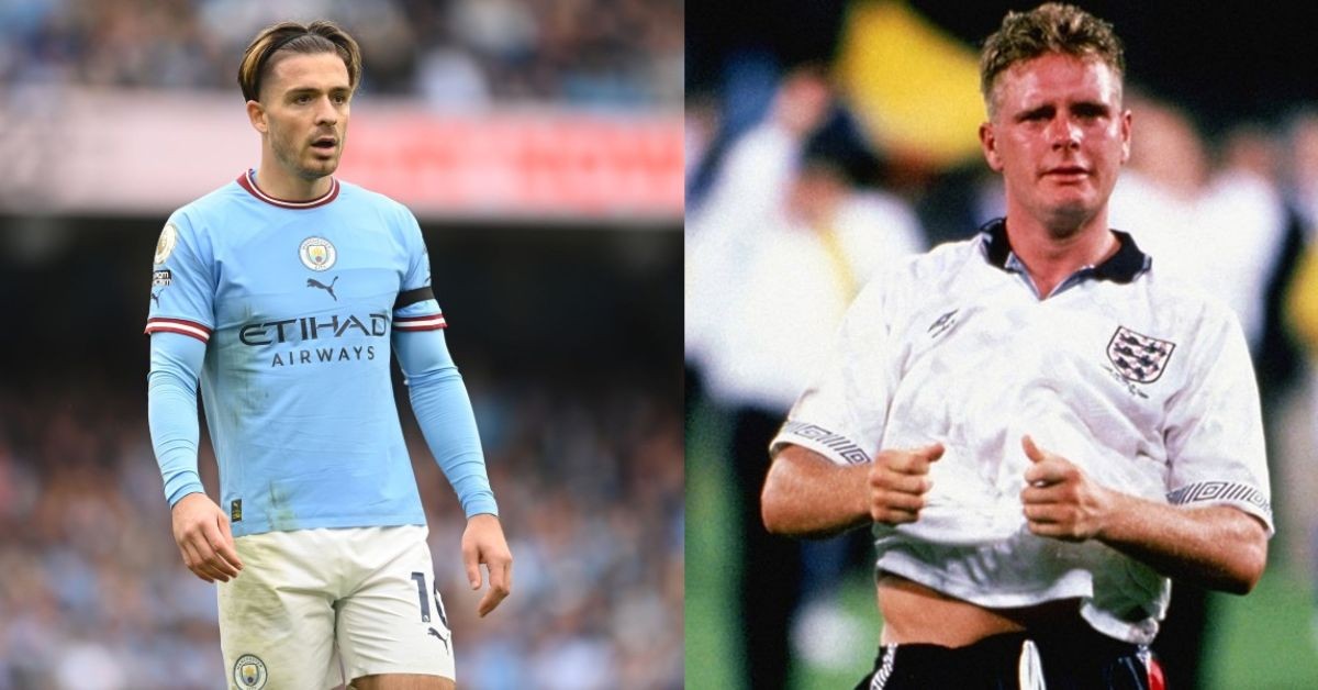 An English sports commentator compares Jack Grealish to Paul Gascoigne (right)