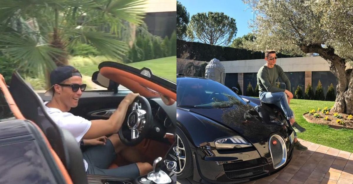 Ronaldo with his Bugatti collection (credits- Instagram)