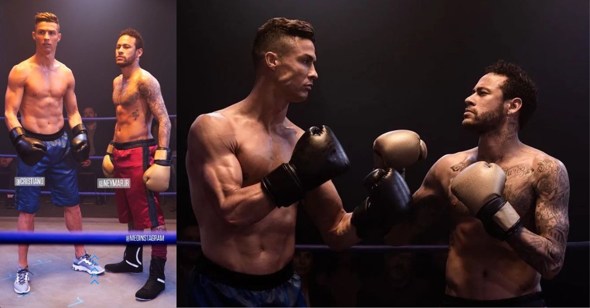 Cristiano Ronaldo and Neymar Jr attempted to box in an advertisement