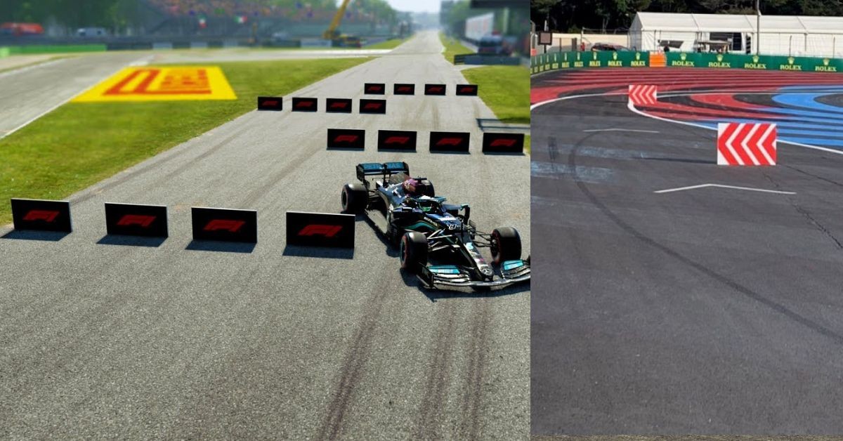 The escape roads on Monza and France for the Formula 1 Grand Prix (Credits: Youtube, Autosport)