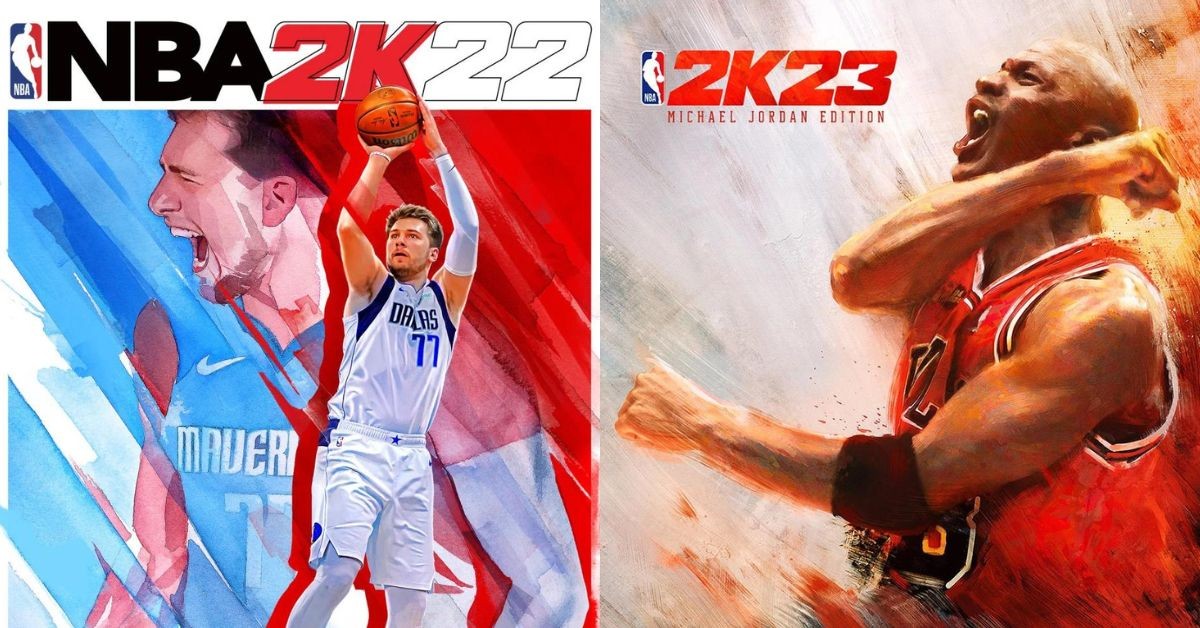 Michael Jordan and Luka Doncic as 2k22 and 2k23 cover athletes 