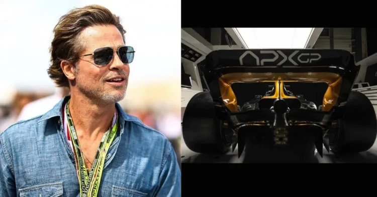 Brad Pitt (left), APXGP car (right) (Credits- planetf1.com, Twitter)