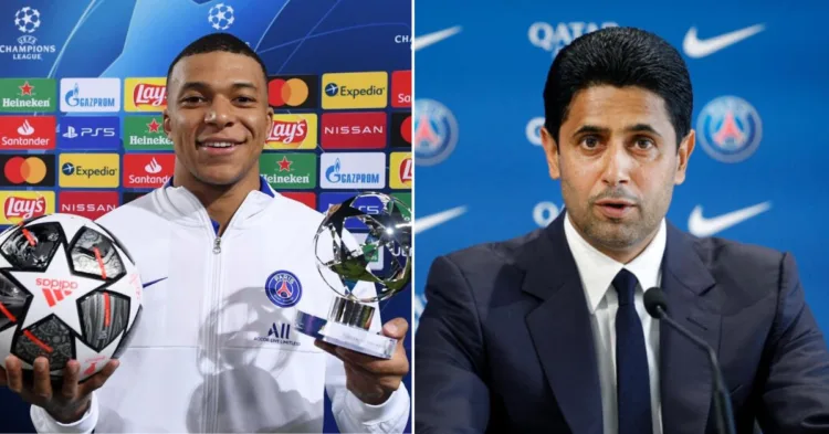 Kylian Mbappe (L), Nasser al Khelaifi (R). (Credits: Eurosport & France 24)