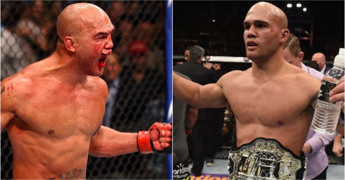 Robbie Lawler with his UFC welterweight title (right)