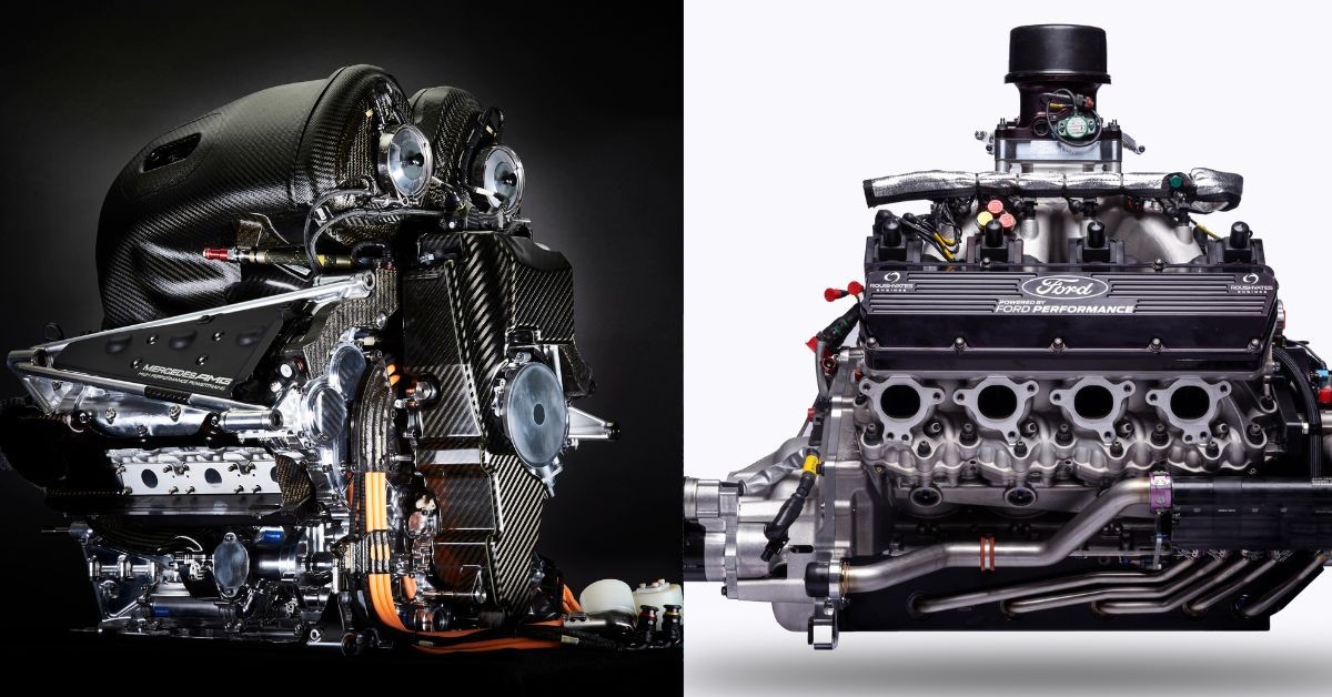 The engines in F1 and NASCAR car (Credits The Verge and Twitter)