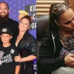 Ronda Rousey and Travis Browne with their sons (left) and Ronda Rousey with their daughter (right)