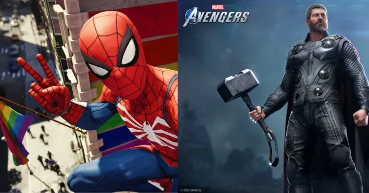 Spiderman 2 and Marvel's Avengers (Credit: PlayStation and Twitter)