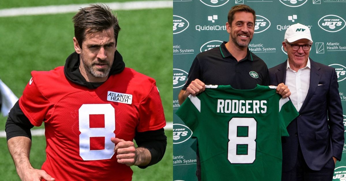 NFL star Aaron Rodgers with the Jets' jersey (Credit: The Japan Times)