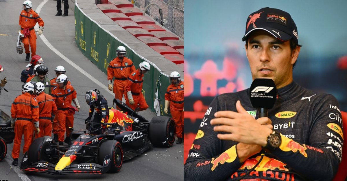Sergio Perez crashes during Monaco GP Qualifications(Credits Race Fans and More Sports)