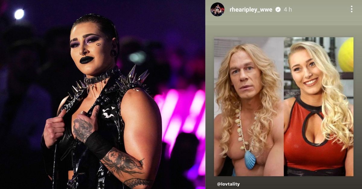 Rhea Ripley (left) Rhea Ripley's Instagram story (right)