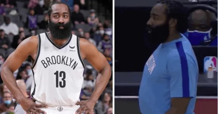James Harden in his initial days with the Nets and James Harden in his last days for the Rockets (Credit- Twitter)