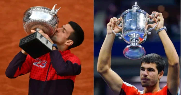 Novak and Carlos winning their most recent Grand Slams , the French and the US Open (Credits: Instagram)