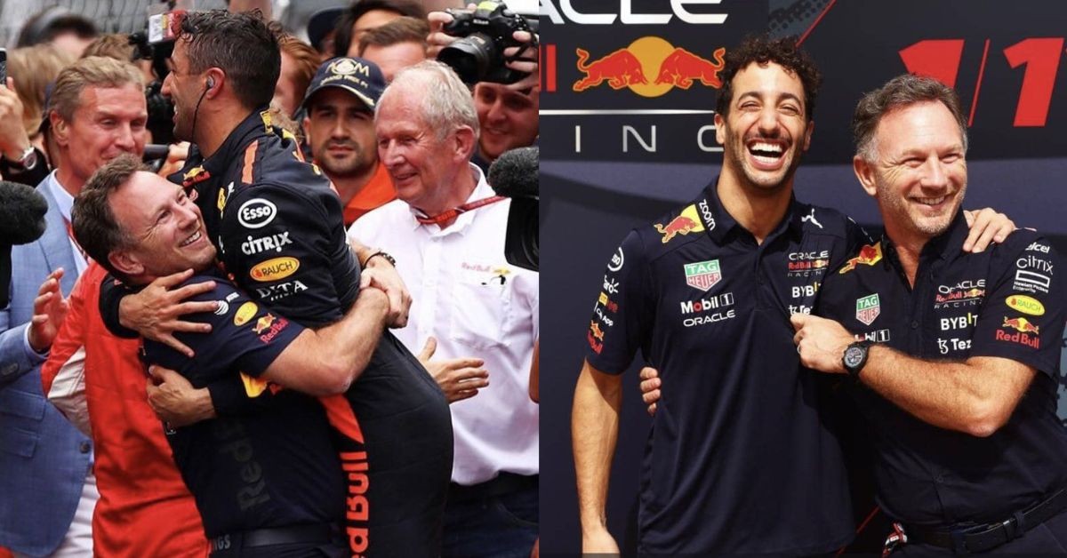 Daniel Ricciardo with Christian Horner and Helmut Marko (Credits Pinterest)