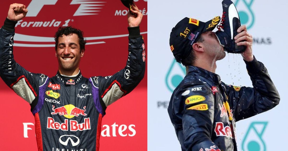 Daniel Ricciardo celebrates a win (Credits Pinterest)