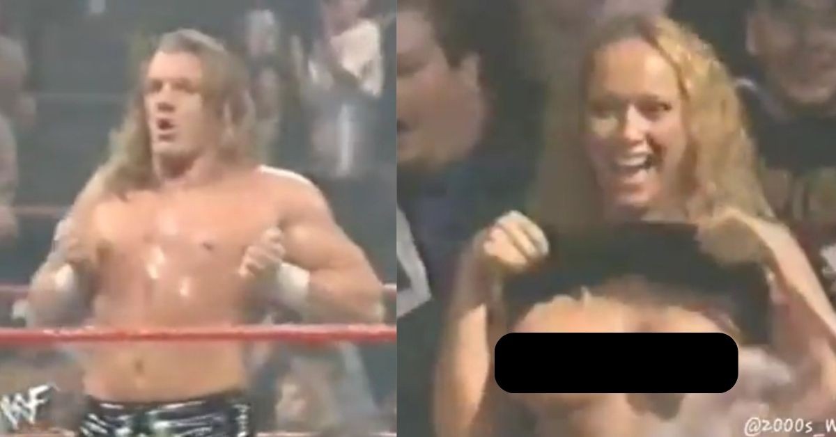 Triple H (left) once asked a fan in the audience to flash herself (right)