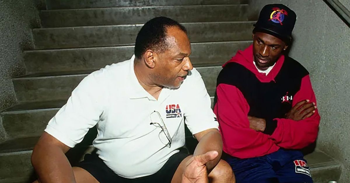 Michael Jordan and George Raveling (Credit- USA BASKETBALL)
