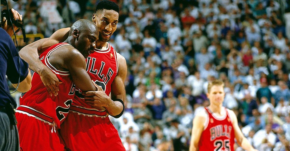 Michael Jordan and Scottie Pippen during the flu game 