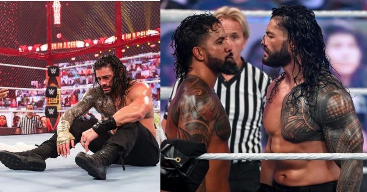 Roman Reigns (left) Roman Reigns and Jey Uso (right)