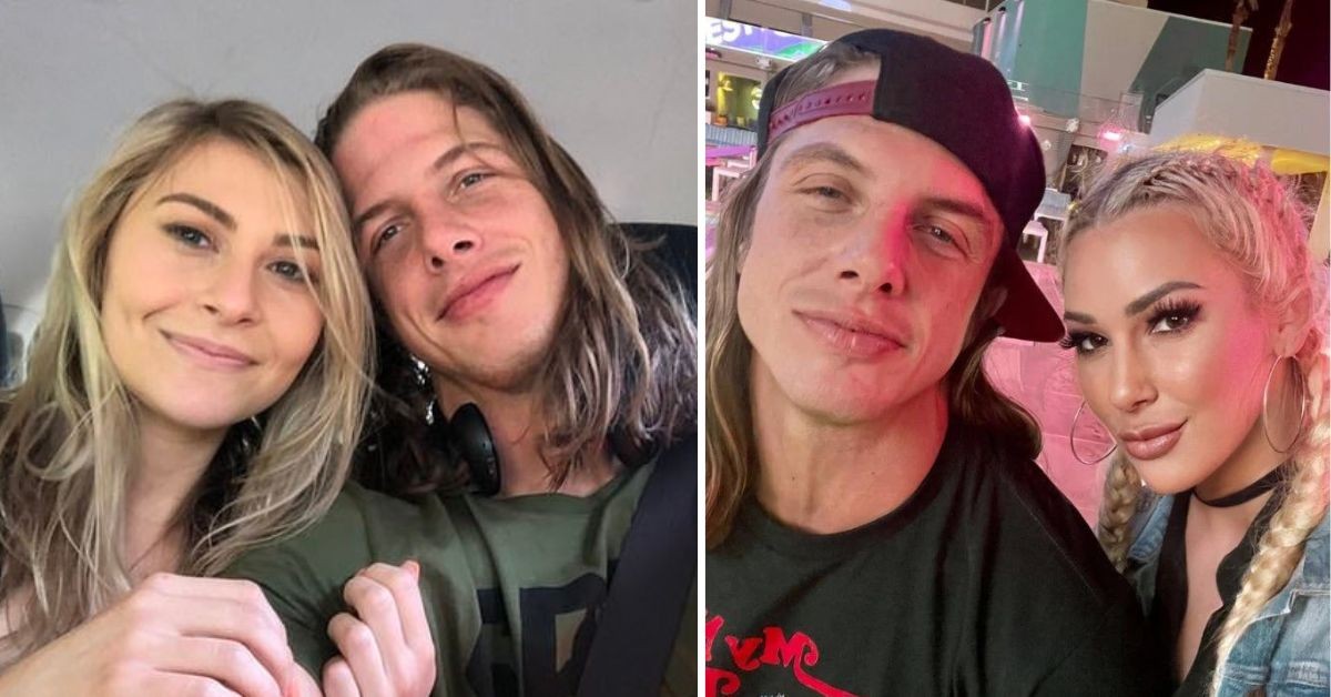 Matt Riddle with Candy Cartwright (left) and with Jordan Maxx (right)