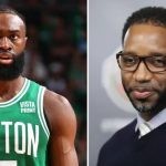 Jaylen Brown and Tracy McGrady (Credit- (Nathaniel S. Butler NBAE Getty Images and Ronald Martinez Getty Images)
